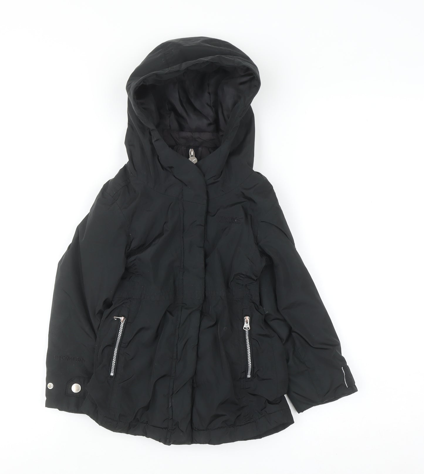 Regatta Girls Black 3-4 Years Hooded Parka Coat Water Resistant Jacket