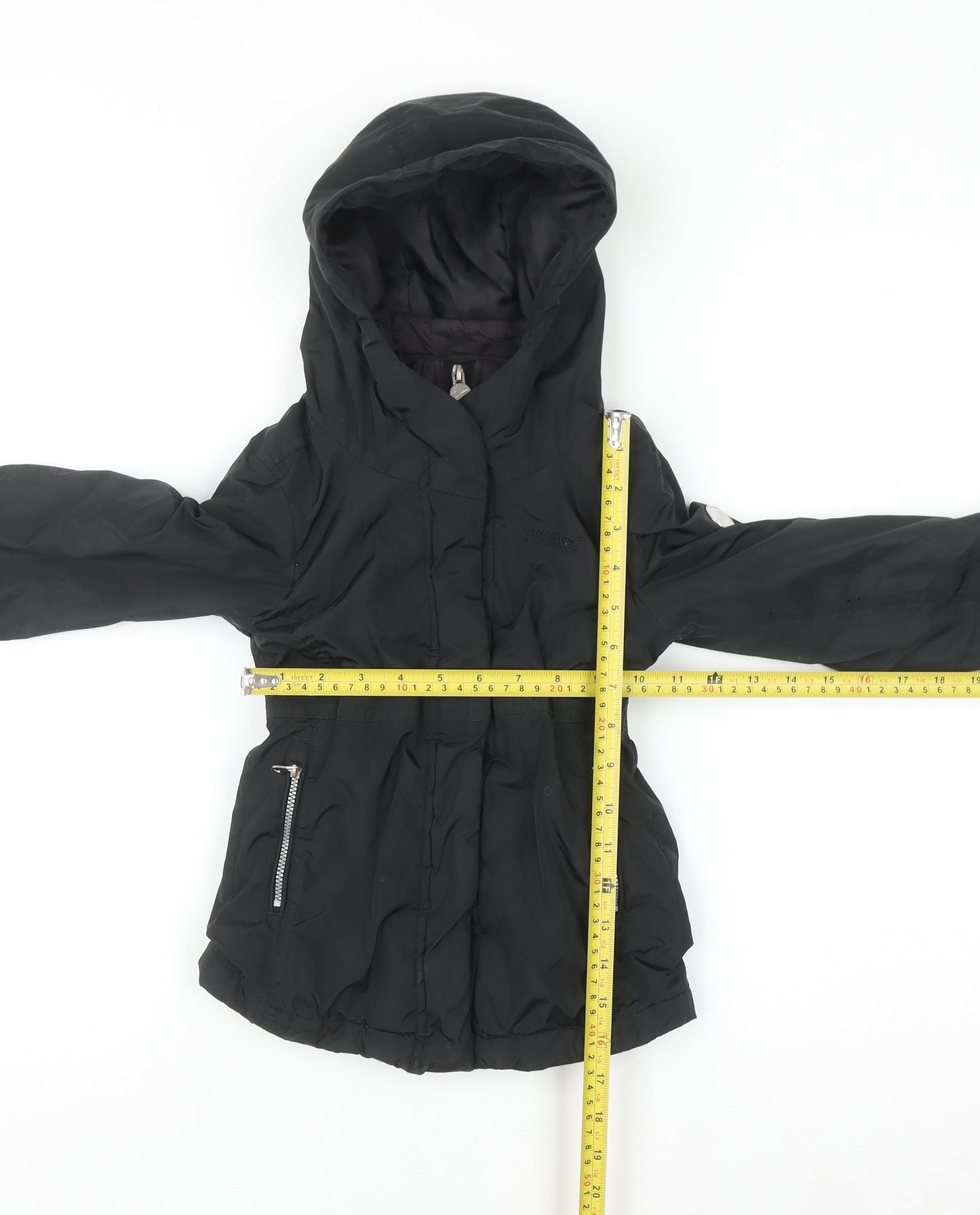 Regatta Girls Black 3-4 Years Hooded Parka Coat Water Resistant Jacket