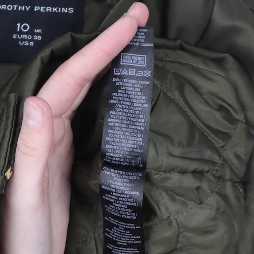 Dorothy Perkins Women’s Green Hooded Parka Jacket Size 10