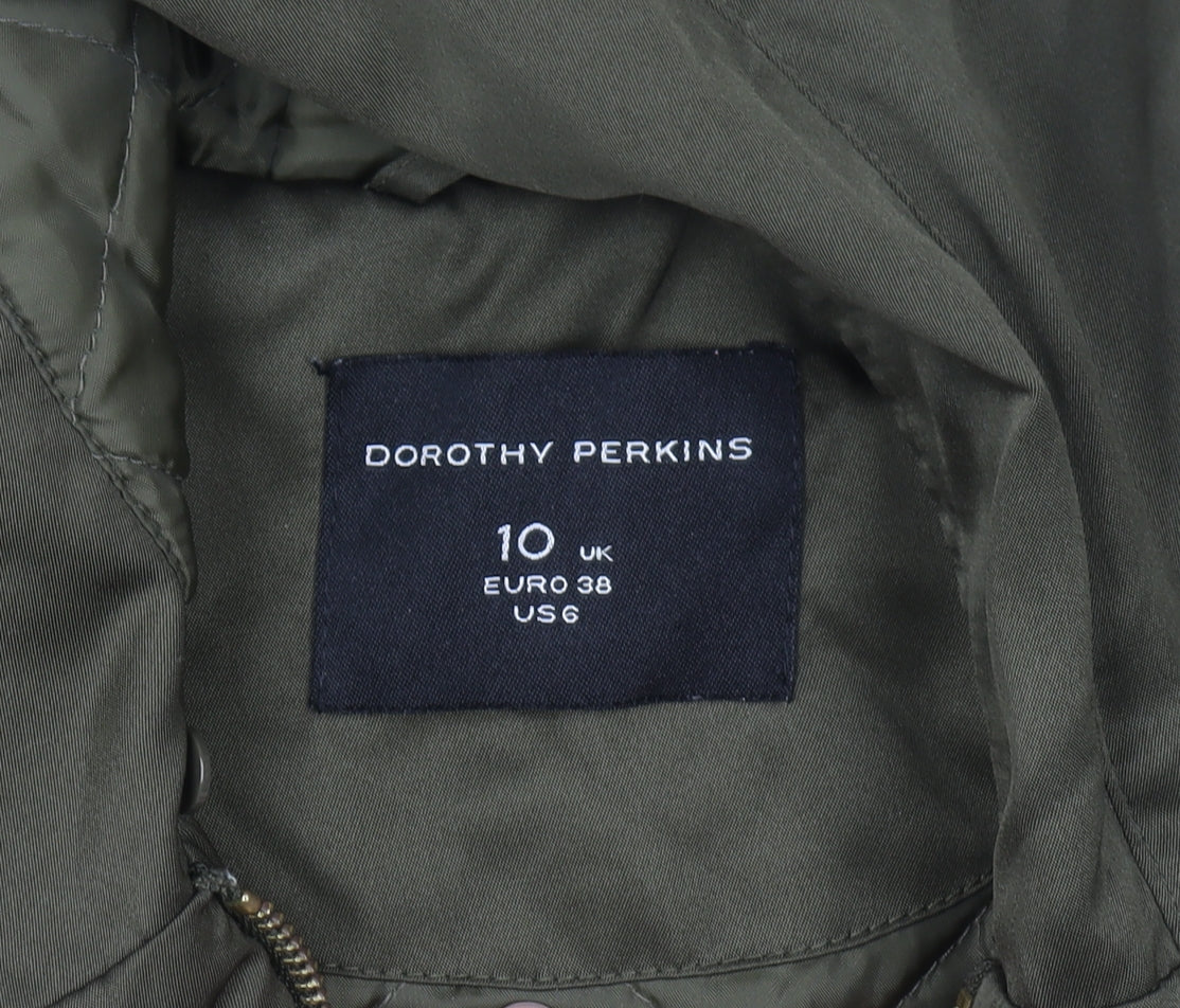 Dorothy Perkins Women’s Green Hooded Parka Jacket Size 10