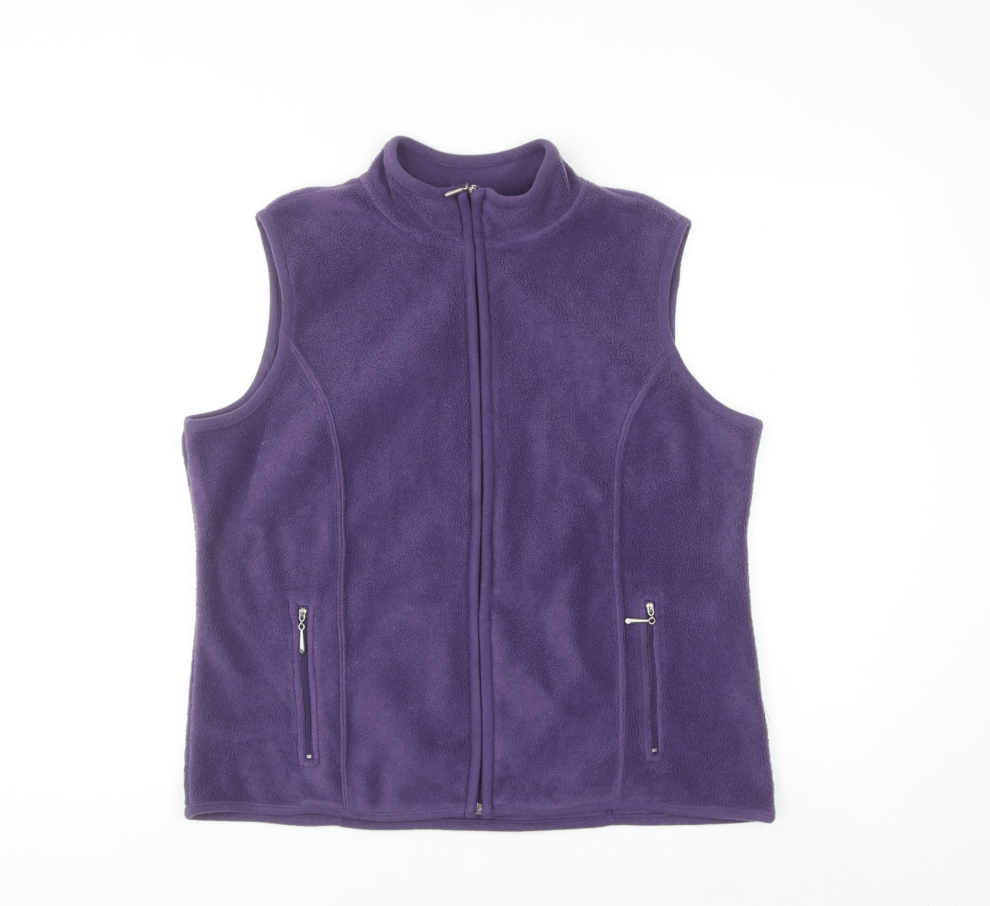 Karen Scott Women’s Purple Fleece Waistcoat Size 16 Plus Zip Front
