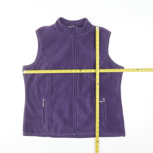 Karen Scott Women’s Purple Fleece Waistcoat Size 16 Plus Zip Front