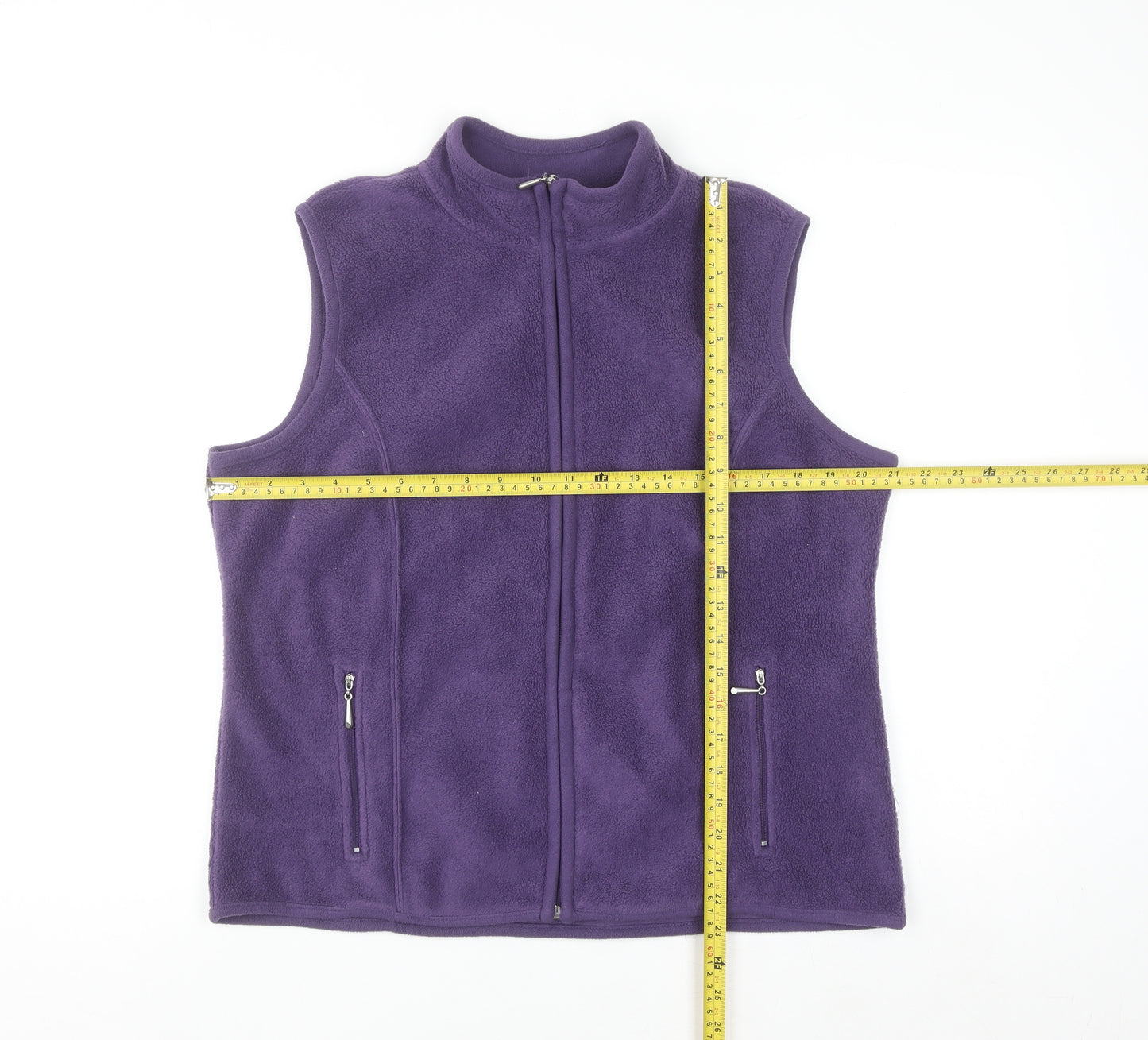 Karen Scott Women’s Purple Fleece Waistcoat Size 16 Plus Zip Front