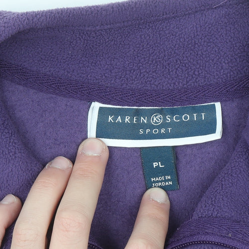 Karen Scott Women’s Purple Fleece Waistcoat Size 16 Plus Zip Front