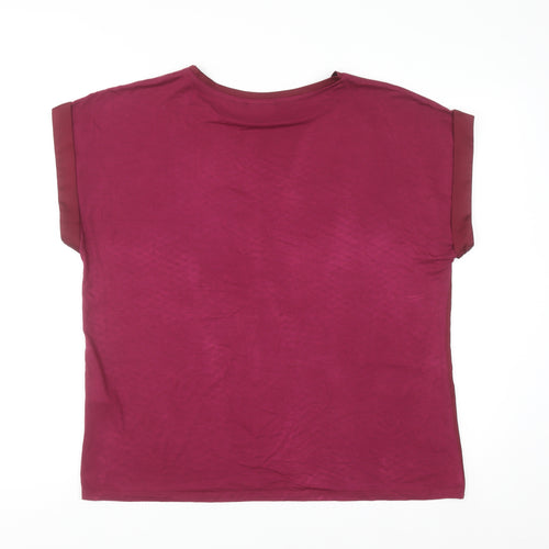 Vila Women's Red Short Sleeve Crew Neck Blouse Size 12