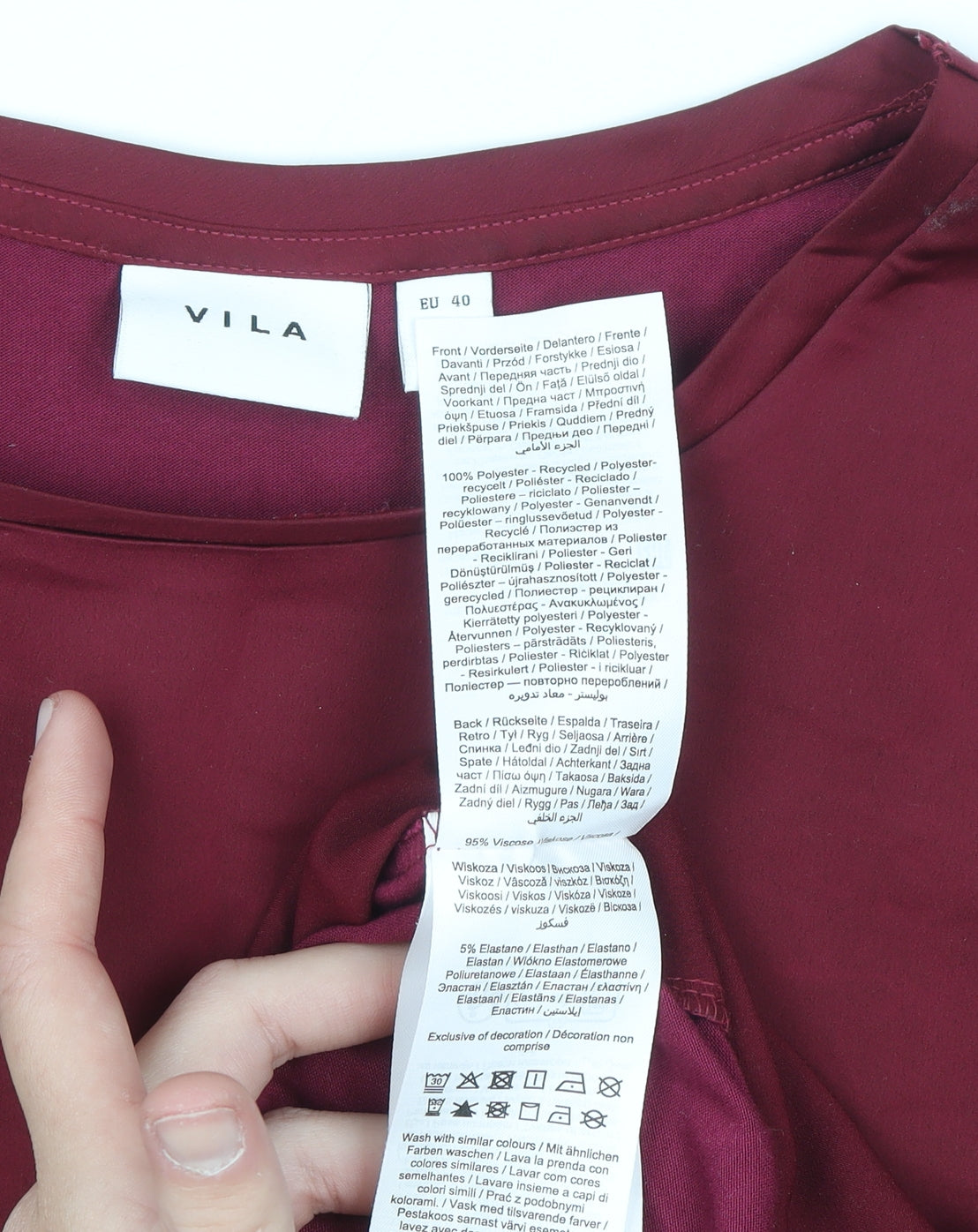 Vila Women's Red Short Sleeve Crew Neck Blouse Size 12