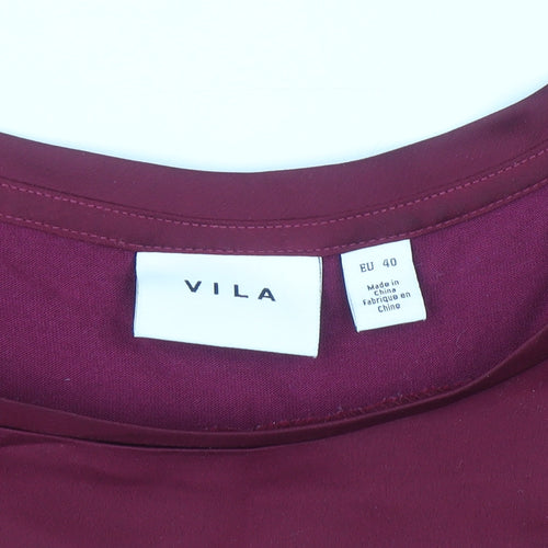 Vila Women's Red Short Sleeve Crew Neck Blouse Size 12