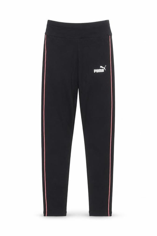 Front view of Puma girls’ black ankle sports leggings 11-12 years stretch cotton