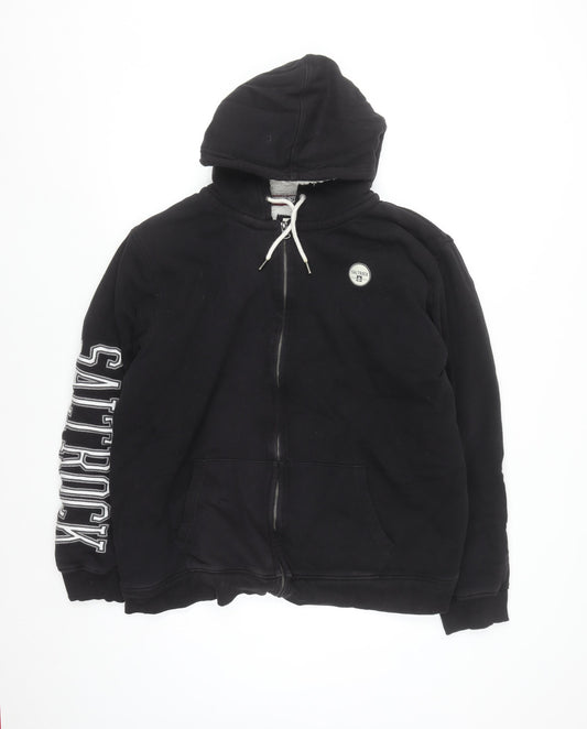 Saltrock Men’s Black Full Zip Hoodie XXL Cotton Fleece Lined