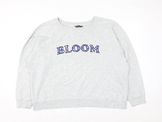 Marks and Spencer Women Grey BLOOM Cotton Pullover Sweatshirt Size 20