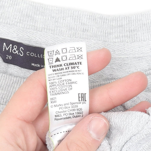 Marks and Spencer Women Grey BLOOM Cotton Pullover Sweatshirt Size 20