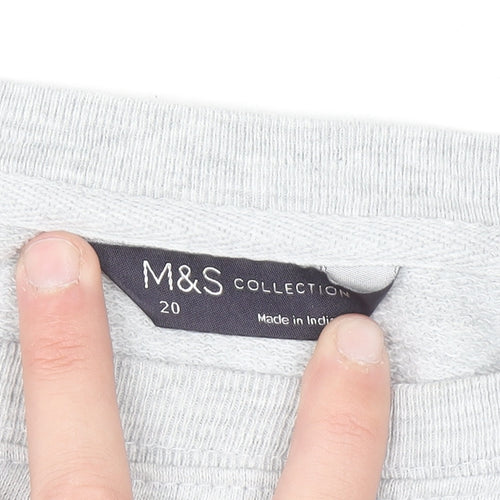 Marks and Spencer Women Grey BLOOM Cotton Pullover Sweatshirt Size 20