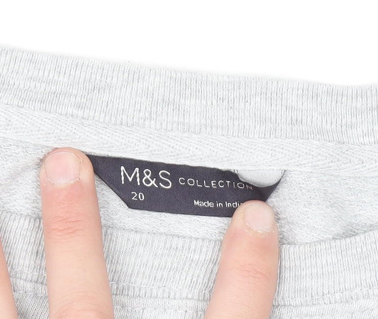Marks and Spencer Women Grey BLOOM Cotton Pullover Sweatshirt Size 20