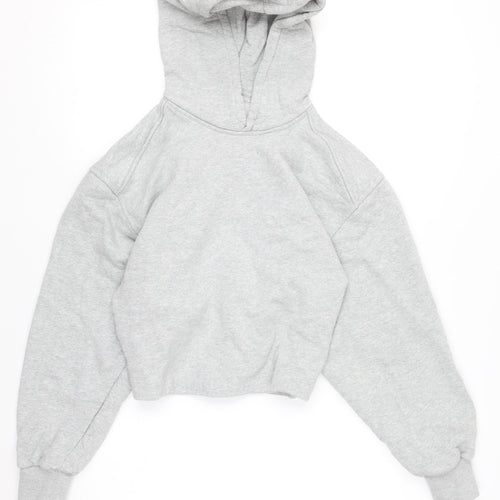 Zara Women Grey Pullover Hoodie Small Cotton Blend Casual