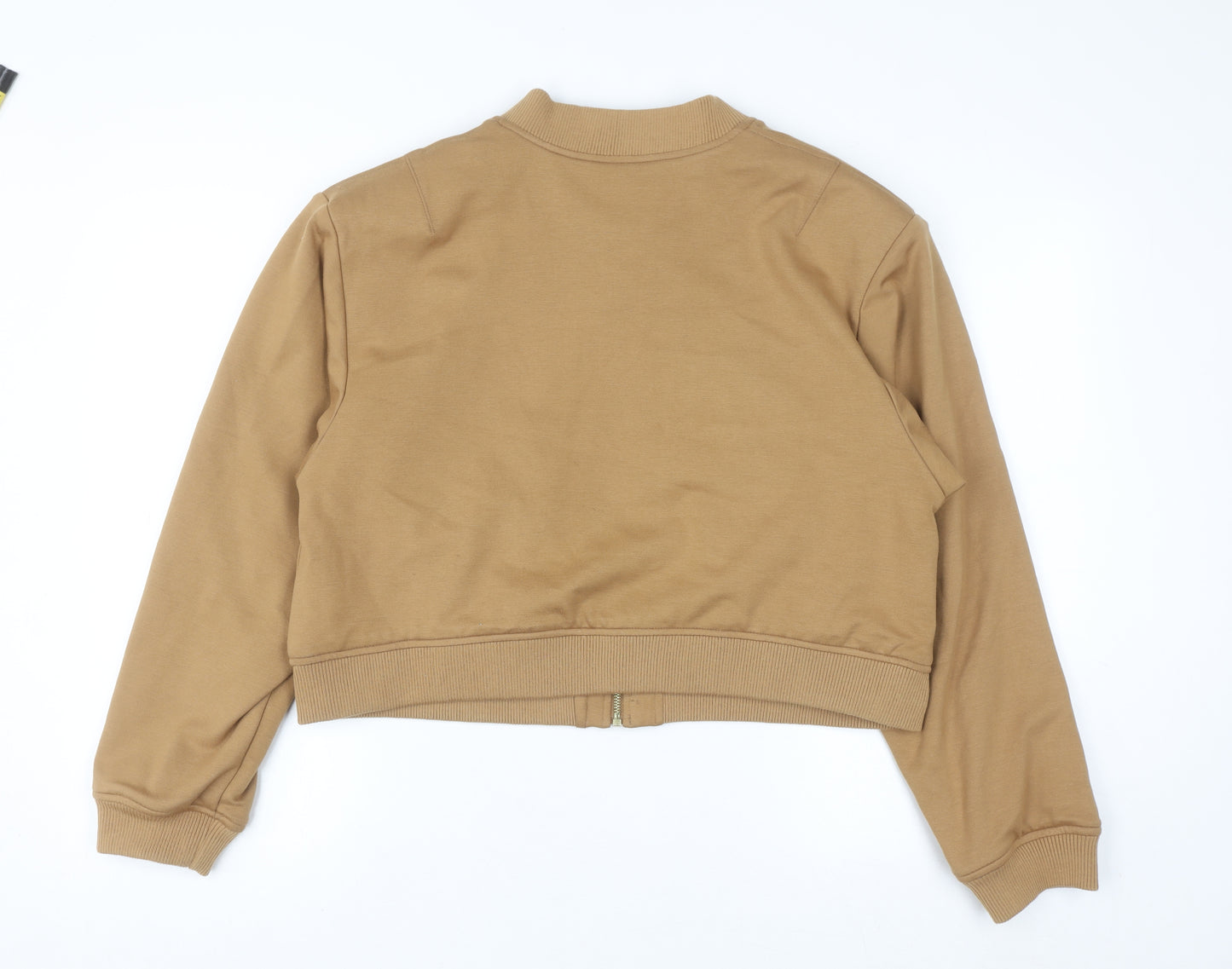 NEXT Women Brown Bomber Jacket UK 12 Cropped Zip Up Casual