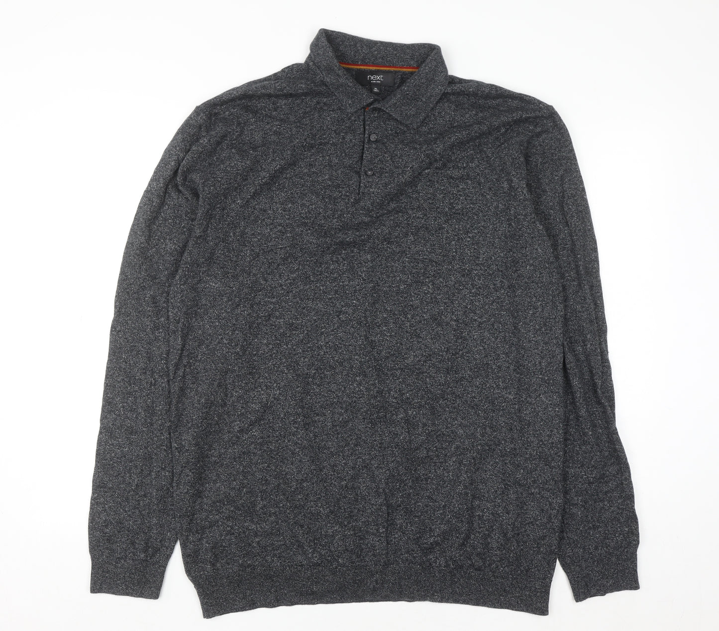 Next Men’s Grey Collared Henley Cotton Knit Jumper XL Tall