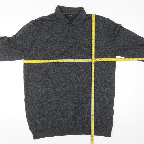 Next Men’s Grey Collared Henley Cotton Knit Jumper XL Tall