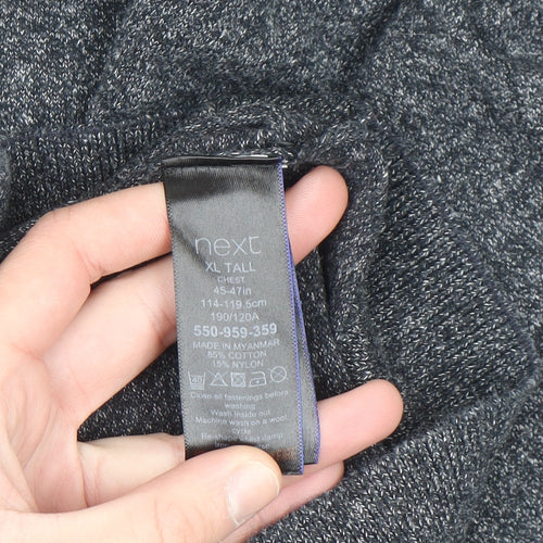 Next Men’s Grey Collared Henley Cotton Knit Jumper XL Tall