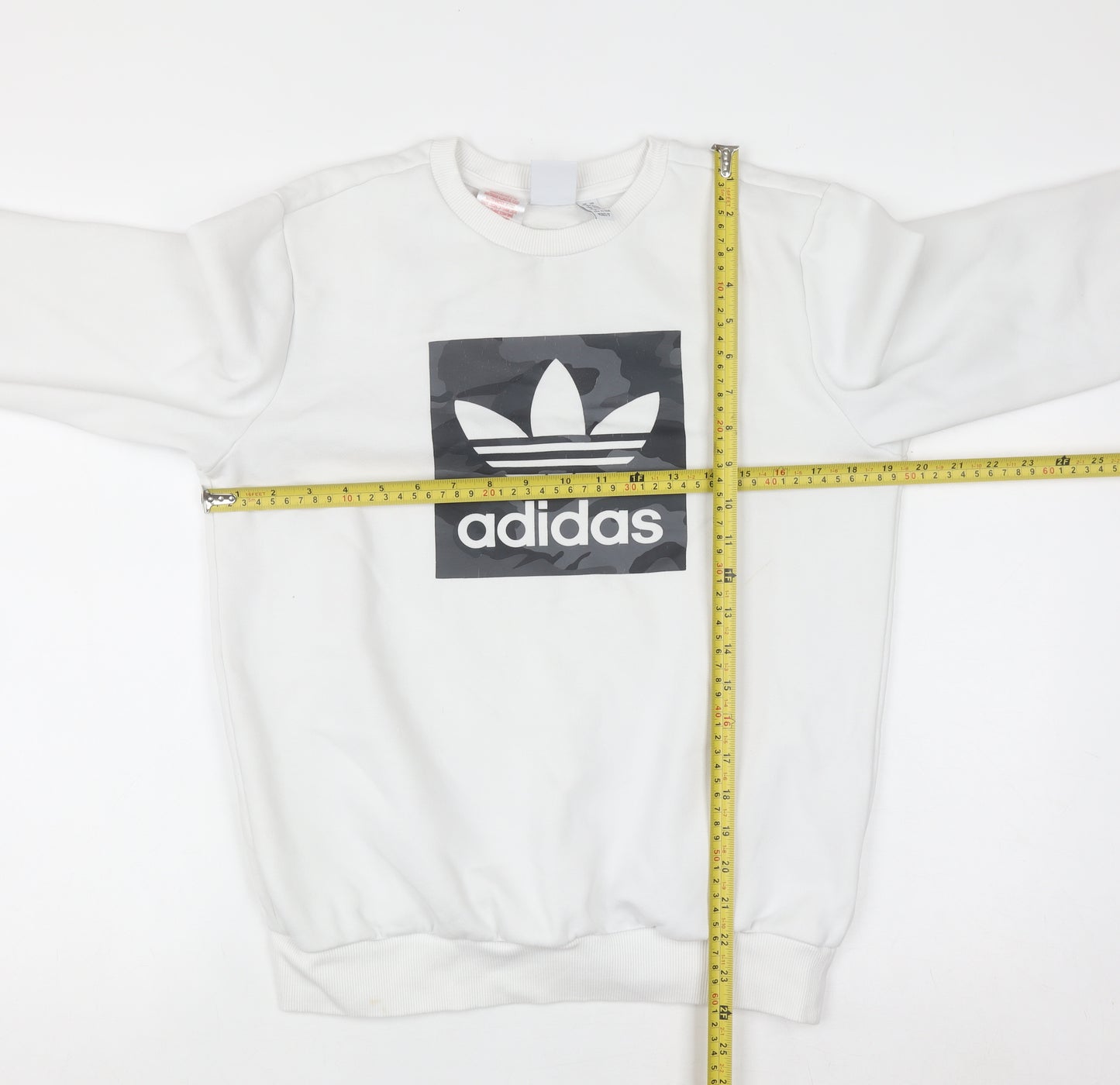 Adidas Boys White 13-14 Years Pullover Sweatshirt with Logo