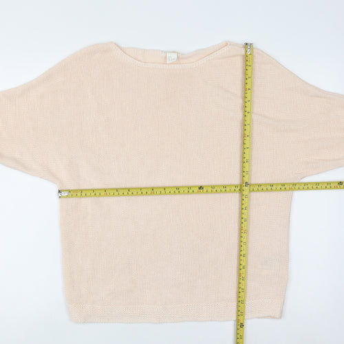 Basic Women Beige 8 Boat Neck Knit 3/4 Sleeve Pullover Jumper