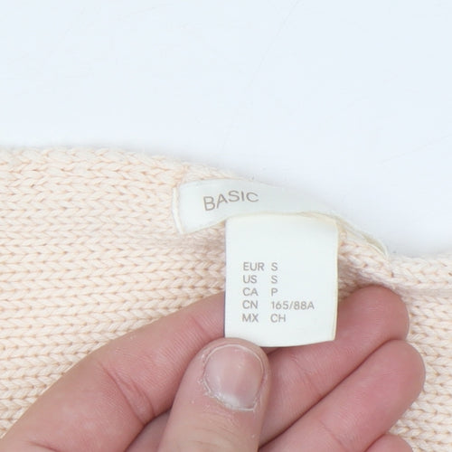 Basic Women Beige 8 Boat Neck Knit 3/4 Sleeve Pullover Jumper