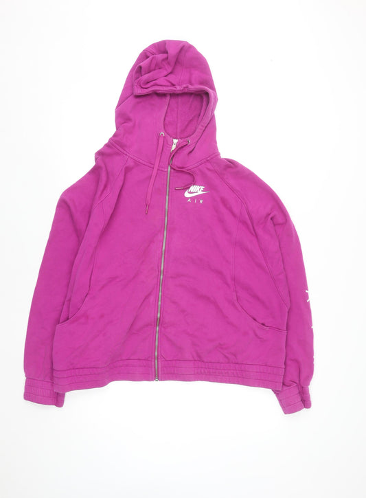 Nike Air Women's Pink Full Zip Hoodie Size 2XL Cotton Casual
