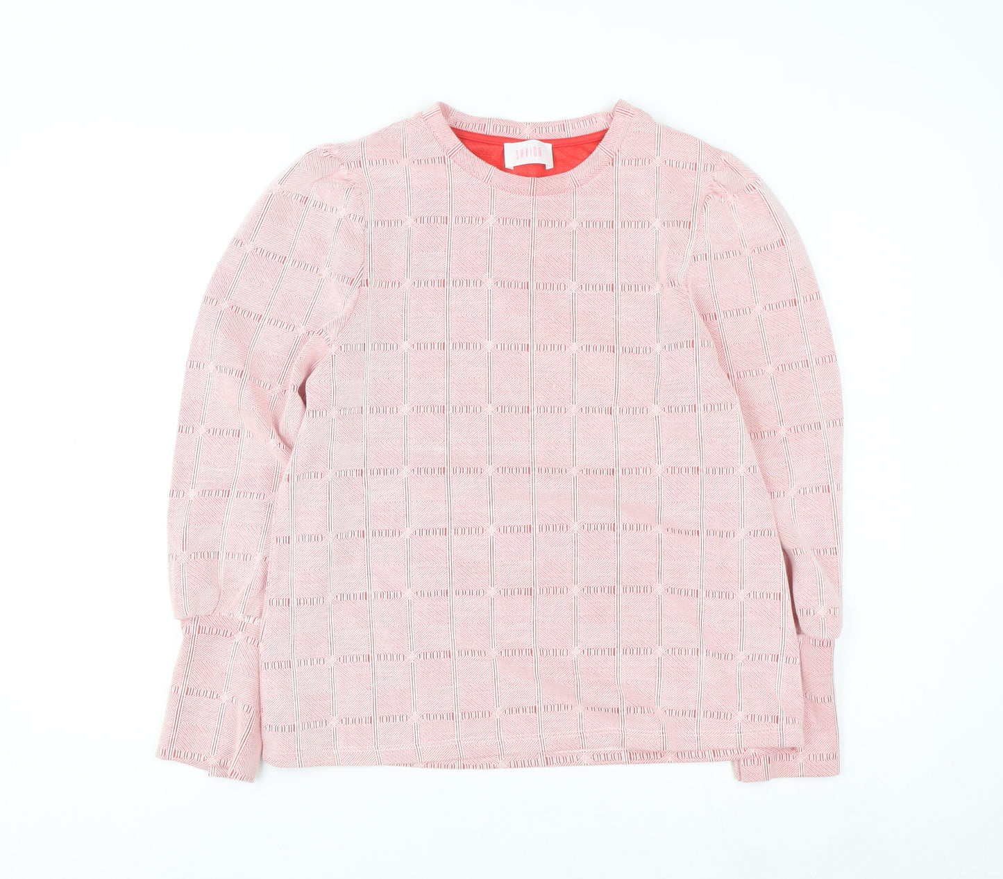 Savida Women's Pink Geometric Long Sleeve Blouse Size 12