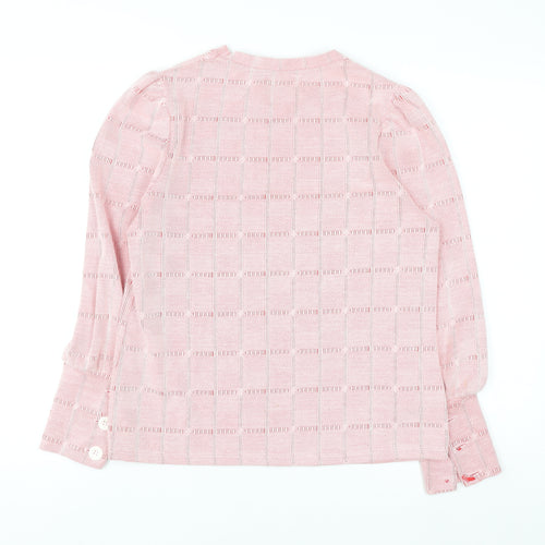 Savida Women's Pink Geometric Long Sleeve Blouse Size 12