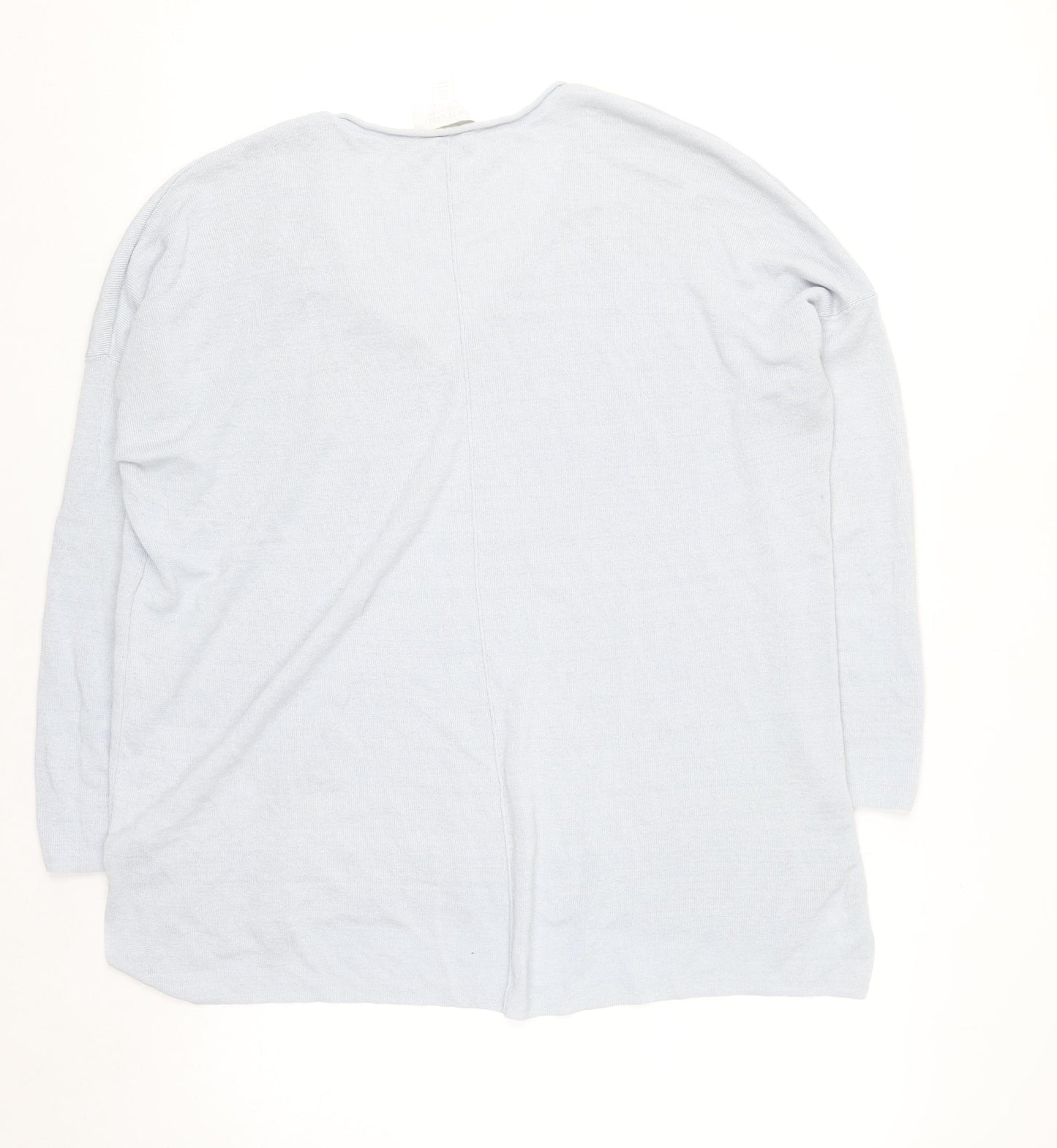 The White Company Women’s Grey Linen Blend V-Neck Long Sleeve Jumper L