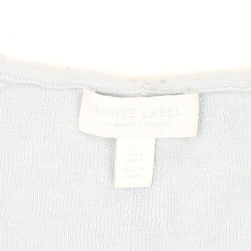 The White Company Women’s Grey Linen Blend V-Neck Long Sleeve Jumper L