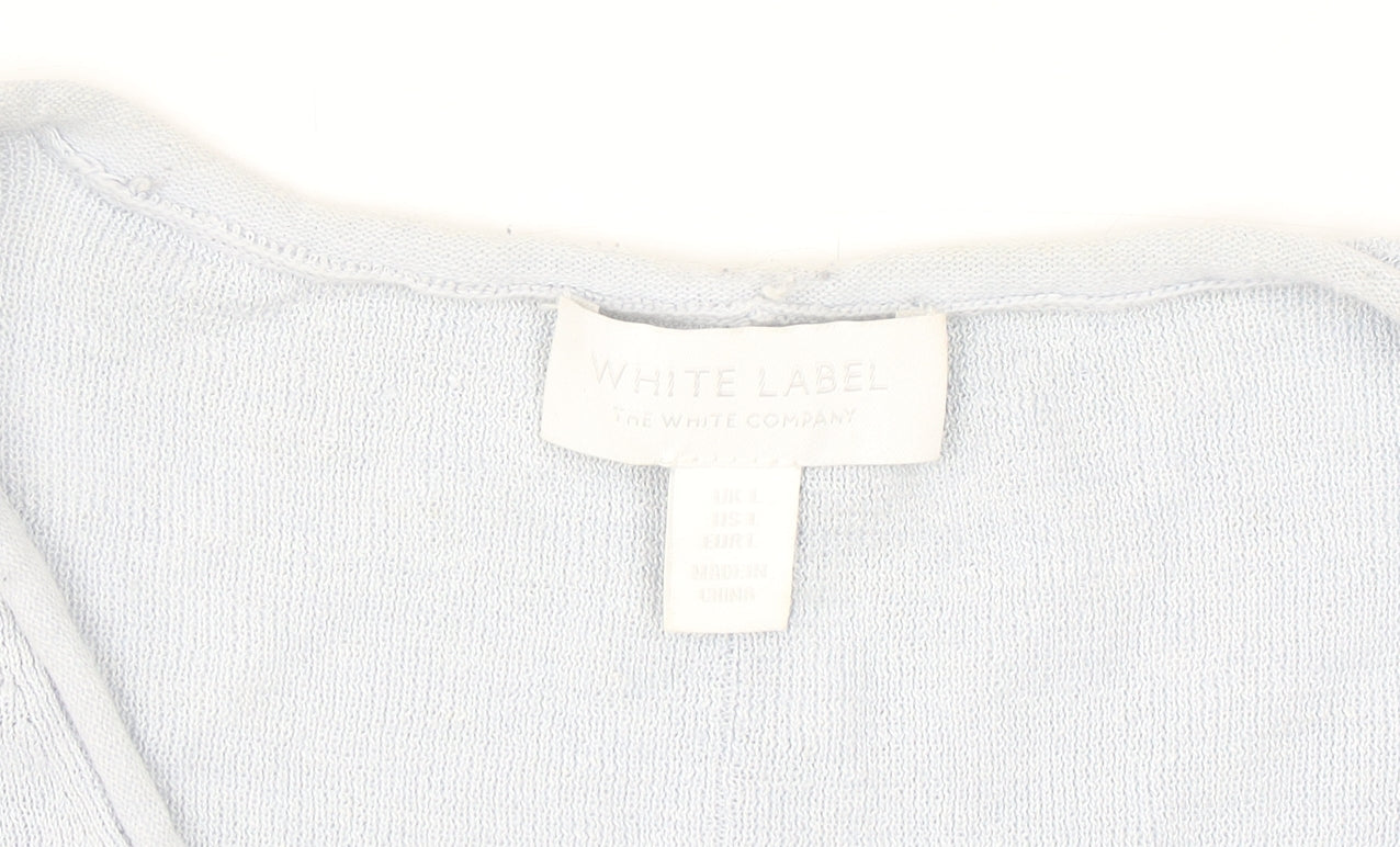 The White Company Women’s Grey Linen Blend V-Neck Long Sleeve Jumper L