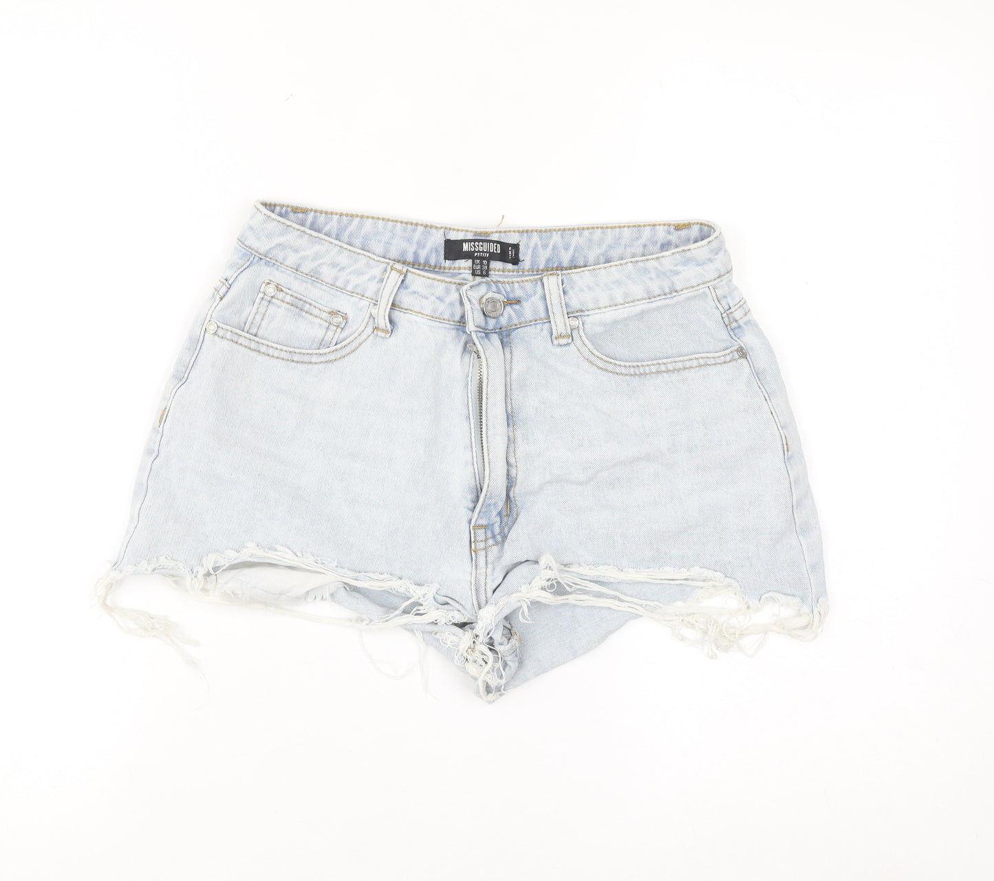 Missguided Petite Women’s Blue Cut-Off Denim Shorts Size 10