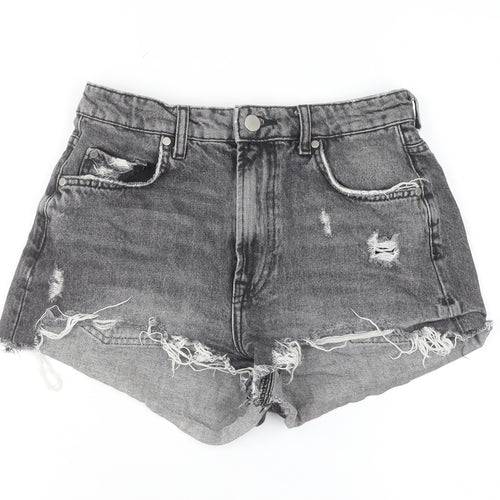Zara Women's Grey Cut-Off Denim Shorts Size 8 High Rise