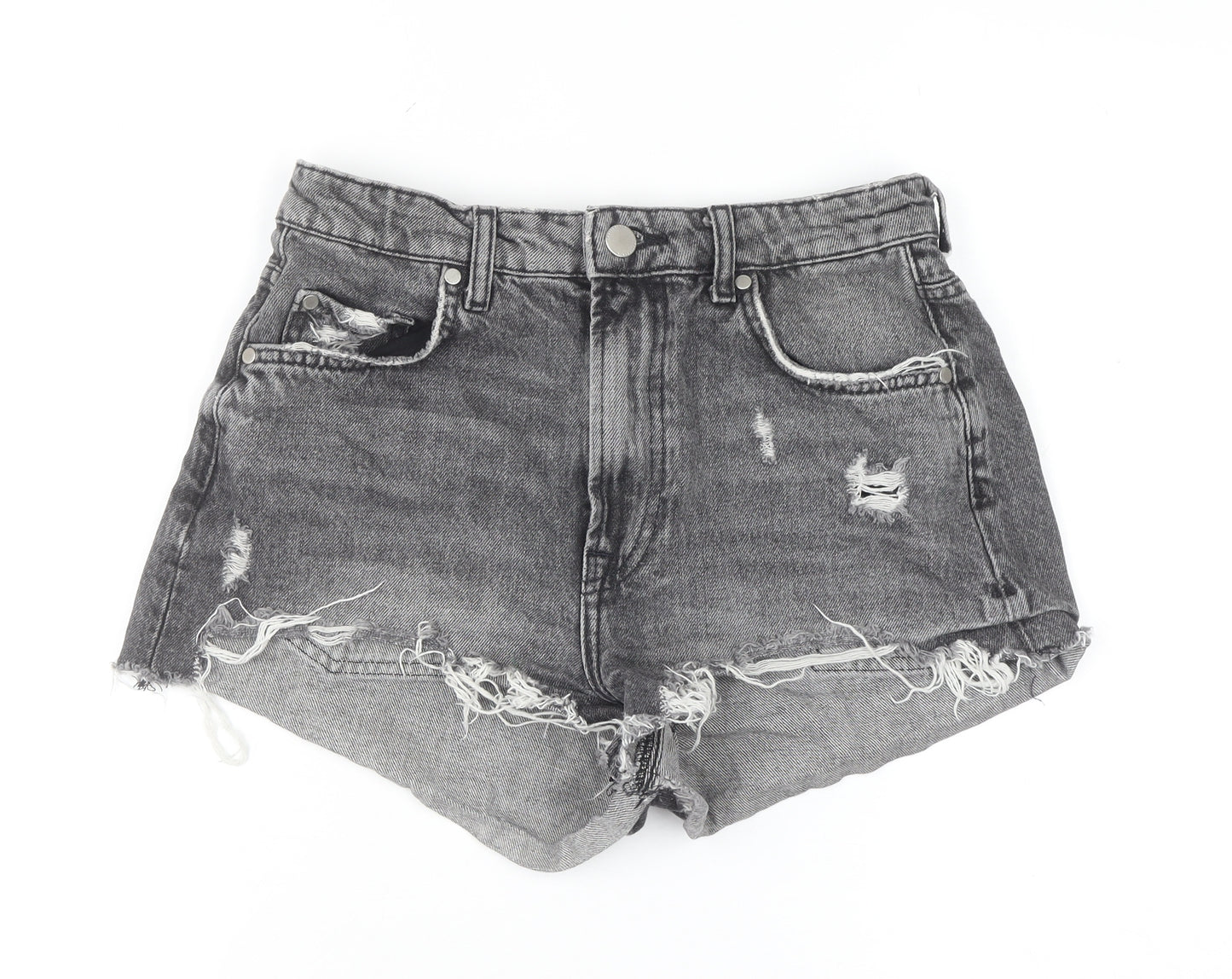 Zara Women's Grey Cut-Off Denim Shorts Size 8 High Rise