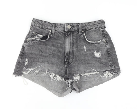 Zara Women's Grey Cut-Off Denim Shorts Size 8 High Rise