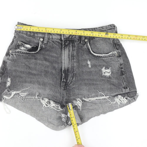 Zara Women's Grey Cut-Off Denim Shorts Size 8 High Rise