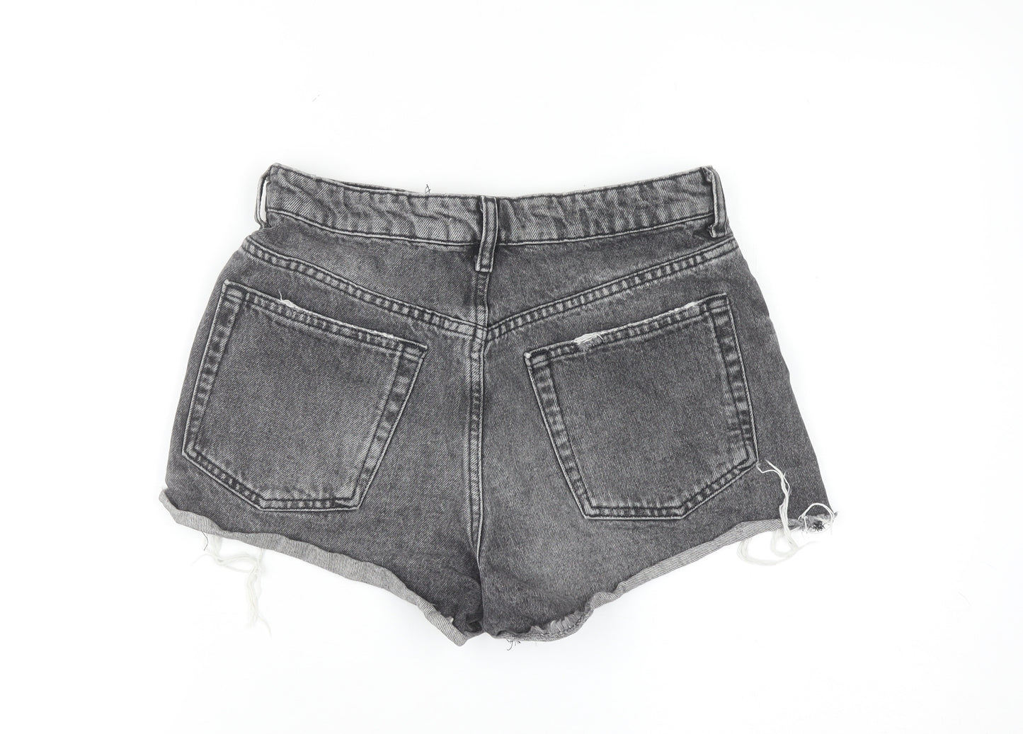 Zara Women's Grey Cut-Off Denim Shorts Size 8 High Rise