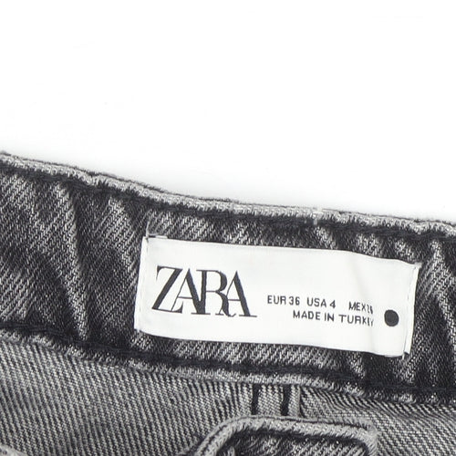 Zara Women's Grey Cut-Off Denim Shorts Size 8 High Rise