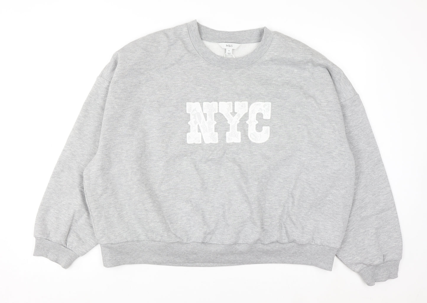 Marks and Spencer Women Grey NYC Pullover Sweatshirt XL