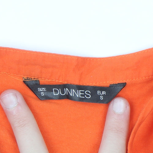 Dunnes Women Orange Cotton Tassel Tunic Blouse Size S