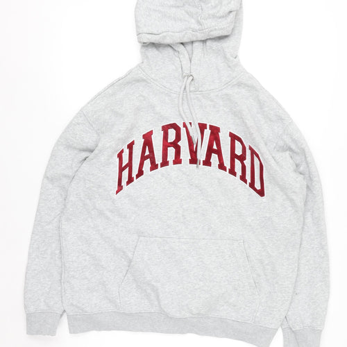 H&M Women Grey Harvard Pullover Hoodie Small Cotton Blend