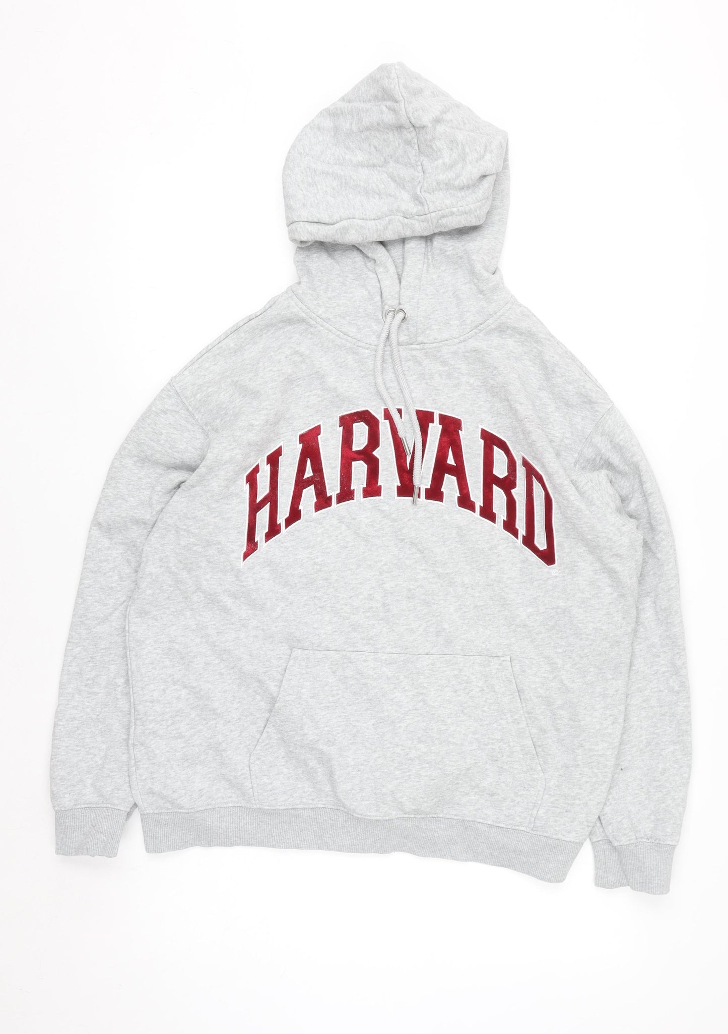 H&M Women Grey Harvard Pullover Hoodie Small Cotton Blend