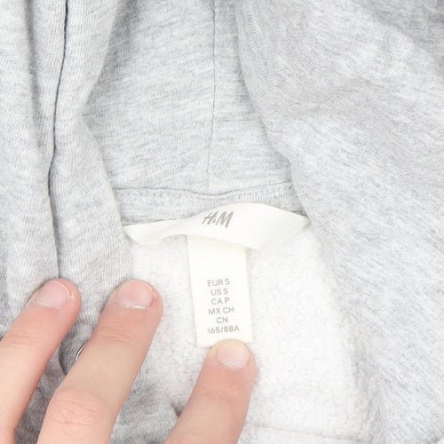 H&M Women Grey Harvard Pullover Hoodie Small Cotton Blend