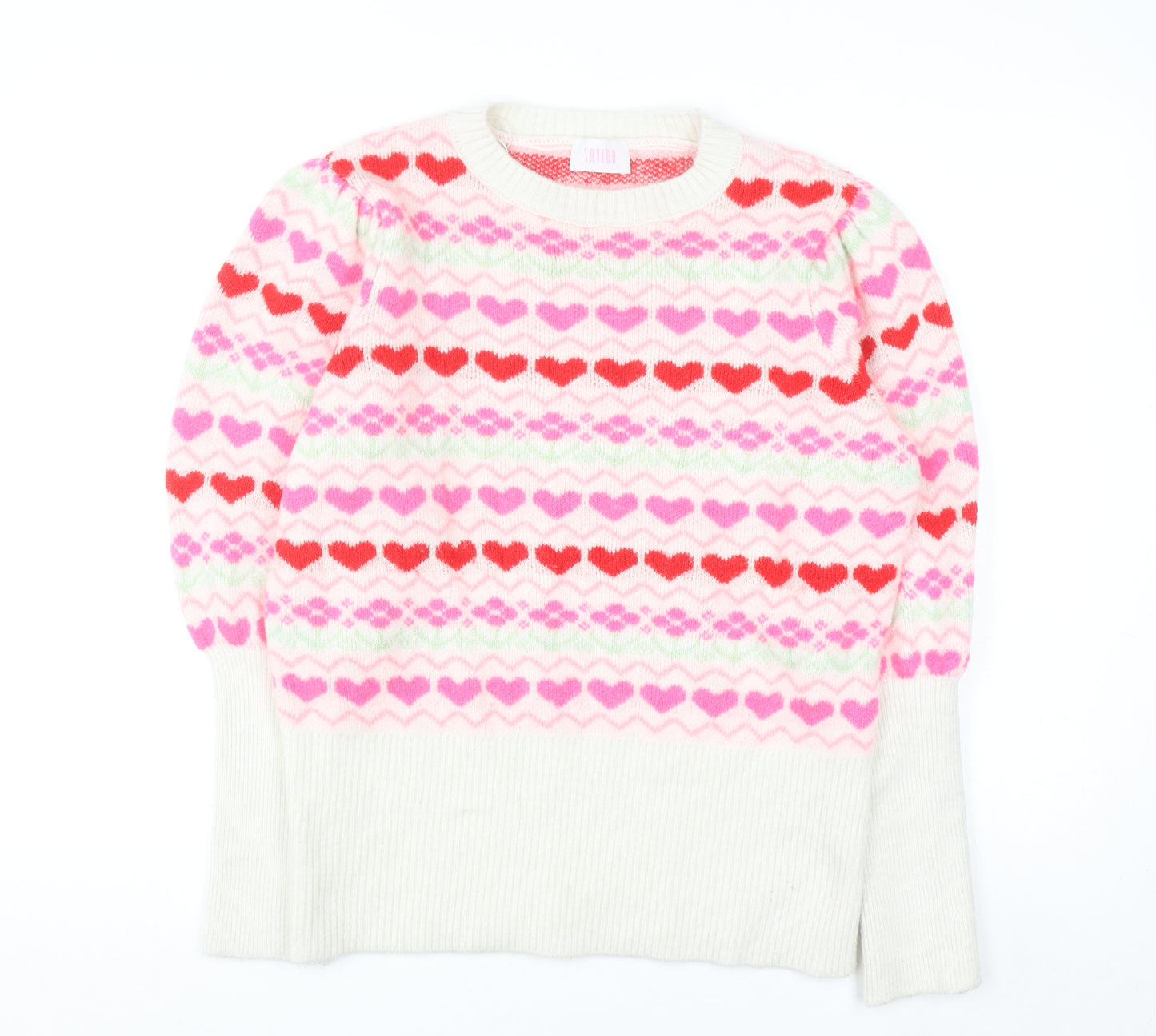 Savida Women’s Multicoloured Heart Knit Jumper Size 16 Pullover