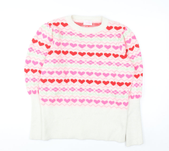 Savida Women’s Multicoloured Heart Knit Jumper Size 16 Pullover
