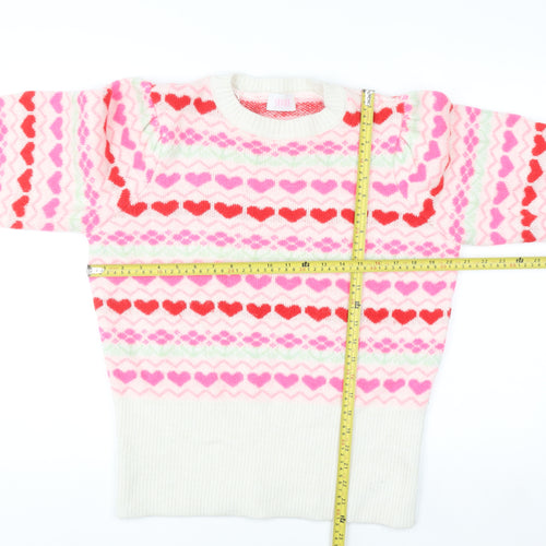 Savida Women’s Multicoloured Heart Knit Jumper Size 16 Pullover