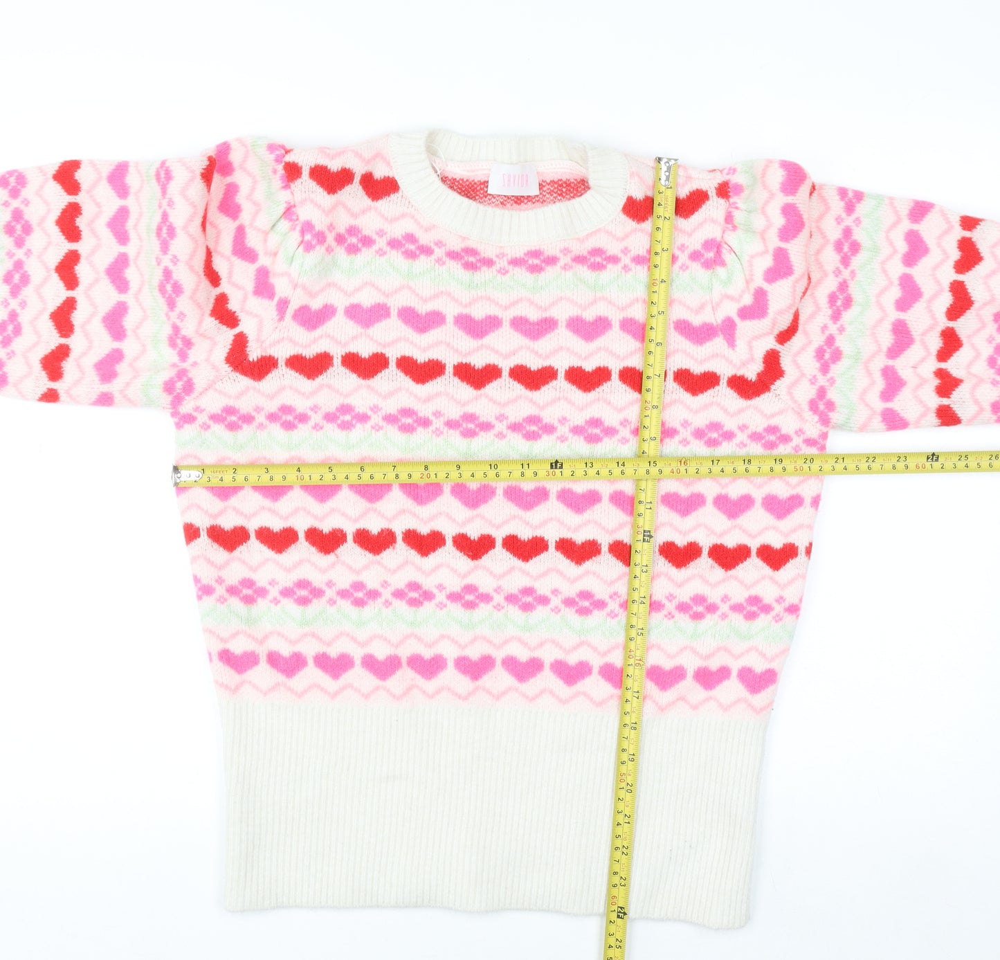 Savida Women’s Multicoloured Heart Knit Jumper Size 16 Pullover