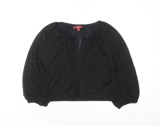 Monsoon Women Black Size 16 Shrug Knit 3/4 Sleeve Cardigan