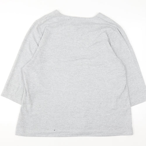 TIGI Womens Plus Grey 3/4 Sleeve Square Neck Pullover Jumper Size 22/24
