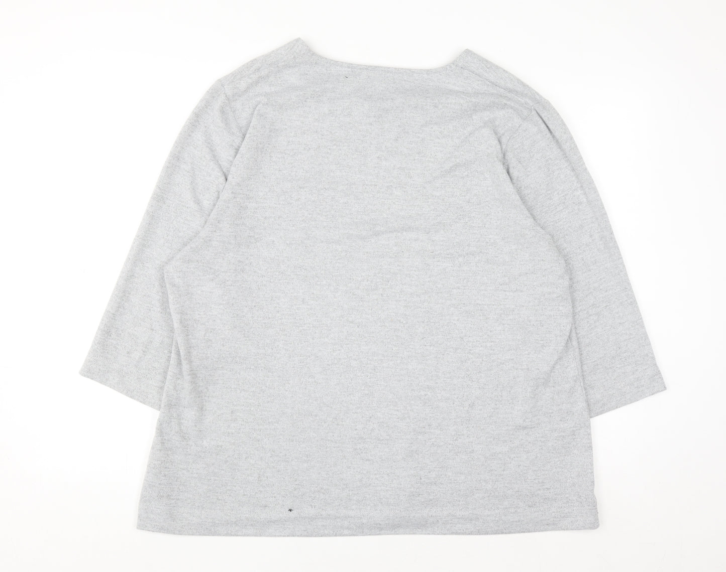 TIGI Womens Plus Grey 3/4 Sleeve Square Neck Pullover Jumper Size 22/24